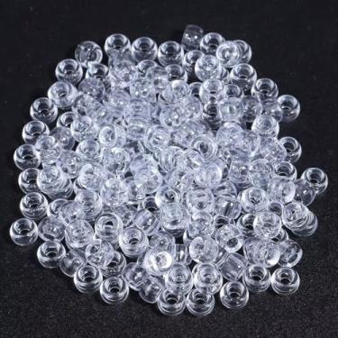 Imagem de 1000 contas de pônei a granel 6 x 9 mm pulseira de plástico cristal branco contas transparentes para artesanato DIY, tranças de cabelo, fabricação de pulseiras, fabricação de chaveiros, decoração de