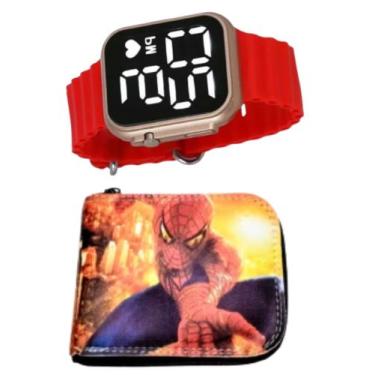 Imagem de Carteira infantil homem aranha e relógio digital a prova d agua ,quali