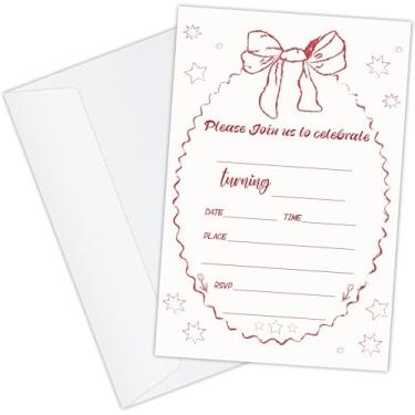 Imagem de GaNiao Convites de aniversário de 10 x 15 cm com envelopes para irmã bestie adolescentes rosa aniversário celebração festa convite cartões suprimentos decoração design simples conjunto de 20 JK0474
