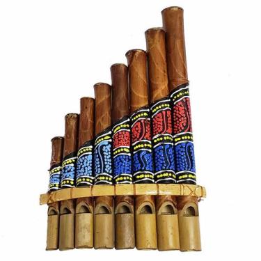 Imagem de Flauta De Pã De Bambu Com 8 Entradas Colorido 10Cm - Balisun