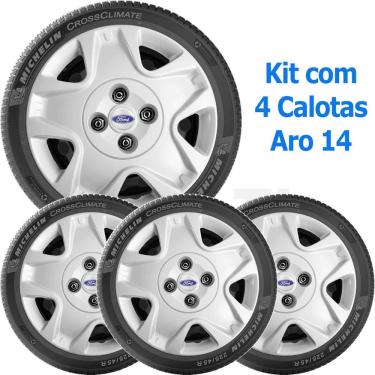 Imagem de 4X Calota Ford Fiesta Hatch Sedan Aro 14 Com Emblema 025Cb