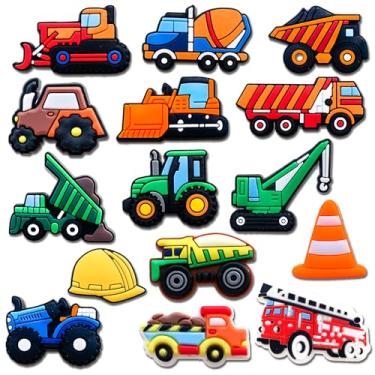 Imagem de Berloques de sapatos de caminhões para sandálias de crocodilo, decorações de sapatos de transporte de veículos de engenharia, Small, Cloreto de polivinilo, Sem Pedra Preciosa