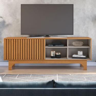 Imagem de Rack Bancada para TV Até 70 Polegadas Nazaré 1 Porta Ripado Cinamomo/O