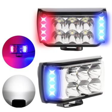 Imagem de Windance Pacote com 2 luzes de LED estroboscópicas de 8,2 cm, luz LED azul vermelha piscante para atirador lateral, 3 modos, cubo de emergência off-road, DRL, luzes DRL para trator, caminhão, TV, UTV