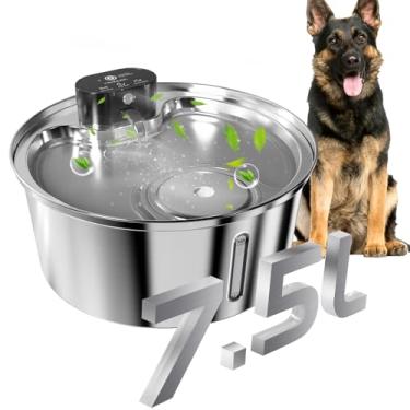 Imagem de 304 Aço Inoxidável Bebedouro para Gatos, 7.5L Fonte de Agua pra Gato sem Fio, Bebedouros e Acessorios para Gatos, Silenciosa, Bivolt