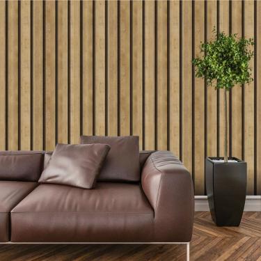 Imagem de Papel De Parede Adesivo Ripado Madeira Lavável Cozinha  3 metros
