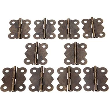 Imagem de Ferrolho de trava antiga, dobradiças de ferro de bronze retro, conectores de dobradiças de topo, 10 peças, dobradiças de porta de borboleta, gaveta de armário de bronze antigo, caixa de jóias, - 25 x