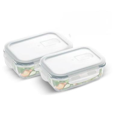 Imagem de Conjunto 5 Potes 640ml Vidro Hermético 4 Travas Marmita(KIT 5 PEÇAS)