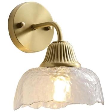 Imagem de Luminária de parede vintage de vidro de meados do século com fundo de cobre e escada de entrada para sala de estar com base criativa (formato 2)