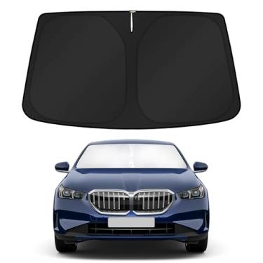 Imagem de KUST Protetor solar de para-brisa de ajuste personalizado para BMW Série 5 2024-2025 (530i, 530i xDrive, 540i xDrive, 550e xDrive) Protetor solar dobrável bloqueia raios UV mantém seu carro mais