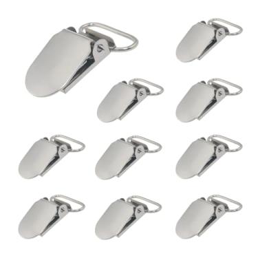 Imagem de DGHAOP 20 peças de fivela de bico de pato de metal sem adesivo 20 mm I.D. clipe de crocodilo ajustável para calças de hardware Sling Fastener