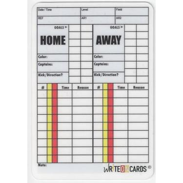 Imagem de Cartas de árbitro regraváveis para futebol, cartão de registro de jogo com fundo de campo (conjunto de 2 cartas)