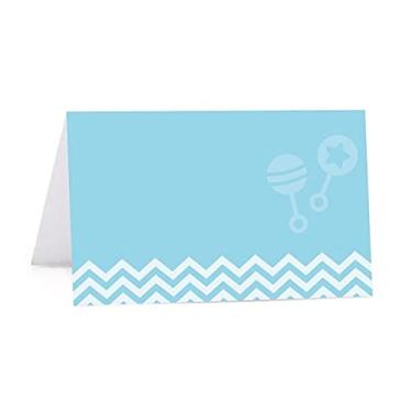 Imagem de Andaz Press Coleção de chá de bebê azul bebê chevron menino, cartões de lugar para impressão de barraca de mesa, pacote com 20 cartões de lugar para configurações de mesa, cartões de nome para chá de