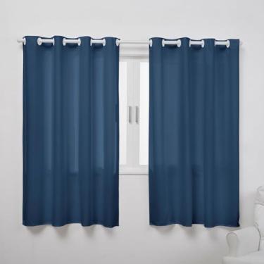 Imagem de Cortina para Varão 2,20m x 1,40m Oxford Sala Quarto Escritório com Ilhós Liso (AZUL MARINHO)