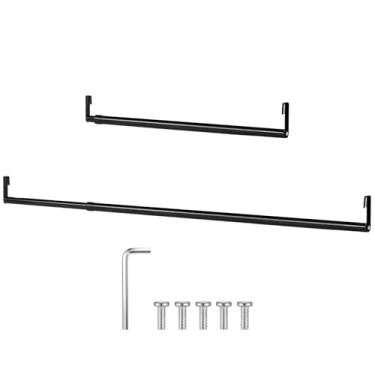 Imagem de Threehoney Haste de armário ajustável para prateleiras de arame, pendurar roupas, expansível, resistente, extensor de haste para pendurar no armário, cabide resistente, postes pretos de metal para