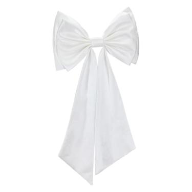 Imagem de NICENEEDED Laço de cetim branco destacável com cauda curta, trem de varredura removível feminino, cinto de faixa de vestido de noiva para festa formal de casamento