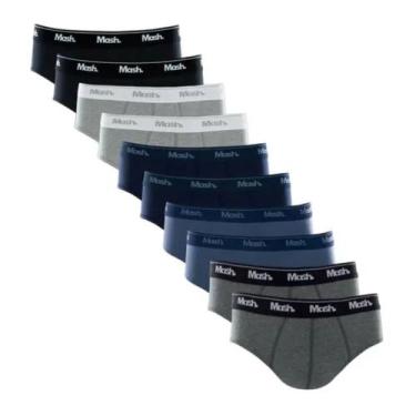 Imagem de Cueca Mash Slip Algodão com Elastano 010.04D C/10, Marinho, Azul, Mesc