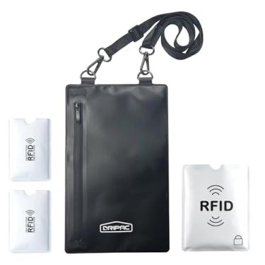 Imagem de DRIPAC Carteira para passaporte de viagem, organizador oculto com bloqueio de RFID, porta-cartões de crédito, bolsa para dinheiro e documentos de viagem, capa para viagens internacionais, preta, 25 x