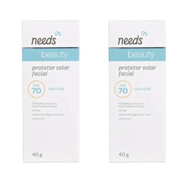 Imagem de Needs Beauty Protetor Solar Facial FPS 70, UVA+UVB, Oil Free, Hidratante com Vitamina E, 40g Kit 2 Unidades