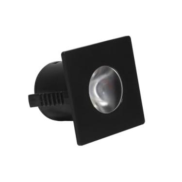 Imagem de Mini Spot Embutir Para Movéis Quadrado Preto 3,5cm Led 1W 3000K Bivolt