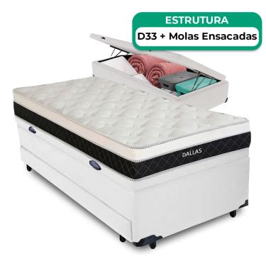 Imagem de Bicama Baú Solteiro E Colchão Dallas Molas Vstore 88x188x20