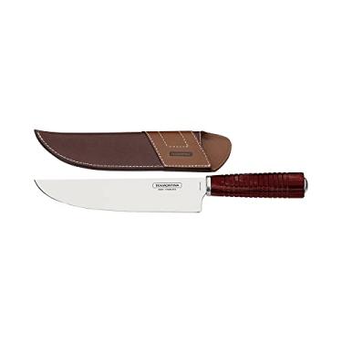 Imagem de Faca Tramontina para Carne 8" em Aço Inox e Cabo Vermelho Polywood com Bainha de Couro
