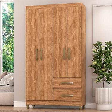 Imagem de Guarda-Roupa Solteiro Dória 4 Portas 2 Gavetas Marrom - Pnr Móveis