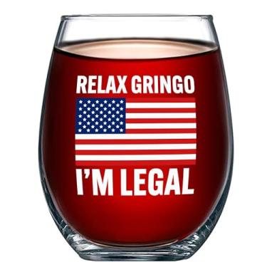 Imagem de Panvola Relax Gringo I'm A New American Citizen Citizenship Gifts For Family Friends New Citizen Gift Celebration Bandeira dos EUA Copo de vinho sem haste Copos transparentes para vinho tinto branco