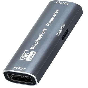 Imagem de Techigher Amplificador de sinal DisplayPort repetidor – 4K @ 240Hz 10 m, 4K @ 60Hz extensor de 25 metros, DisplayPort Booster fêmea para fêmea Plug & Play, para jogos/VR/Home Theater (extensor DP