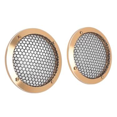 Imagem de Capa de alto-falante de teto, instalação simples para alto-falante de carro, capa de malha de 92 mm de diâmetro externo para barco (ouro)
