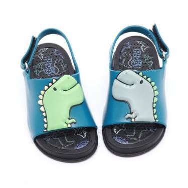 Imagem de Sandália Papete Infantil Masculina Plugt Mini Bizz Dinossauro Preta Co