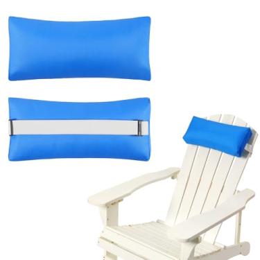 Imagem de Rasugarlary Travesseiro de cabeça para espreguiçadeira, pacote com 2 almofadas para cadeira de sala de estar ao ar livre com alça ajustável, almofadas de encosto de cabeça para pátio, quintal, praia