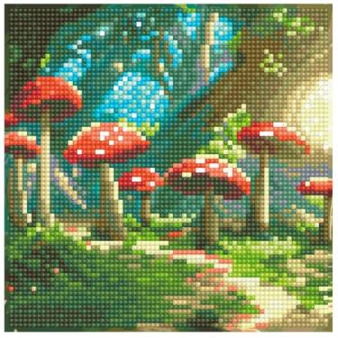 Imagem de Diamond Art By Leisure Arts Cogumelos, 20,3 x 20,3 cm, kits de pintura de diamante para adultos - Kits de arte de diamante, um kit de artesanato criativo relaxante com pedras preciosas