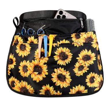 Imagem de Avental de barbeiro com 5 bolsos, avental de cabeleireiro à prova d'água e à prova de alvejante para homens e mulheres, avental de cabeleireiro para cosmetologia, Girassol, P