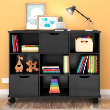 Imagem de Nicho organizador com rodízios preto (1478.37) + kit 3 gavetas pretas 