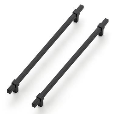 Imagem de Ravinte Decor Pacote com 20 puxadores de armário pretos - Puxadores de armário central com furo de 25,4 cm preto fosco puxadores de gaveta para armários de cozinha para armários