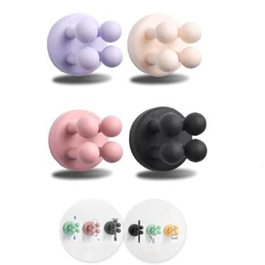 Imagem de 4 peças de suportes de escova de dentes de silicone para banheiros, gancho multifuncional autoadesivo impermeável para pendurar toalha chave cabo para banheiro, cozinha, sala de estar, escritório