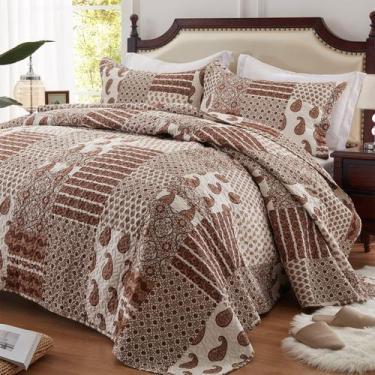 Imagem de Conjunto de Edredom King Size LEAONME 3 Peças - Colcha Marrom