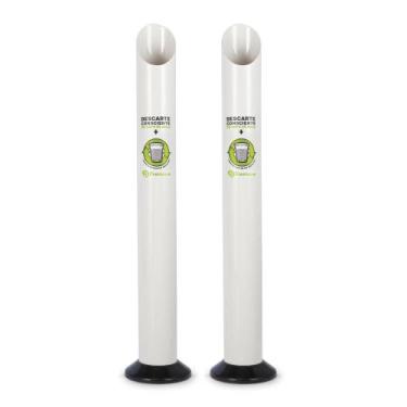 Imagem de 2 Lixeira Dispenser Copos Descartáveis Água Café Compacto Higiênico Ve