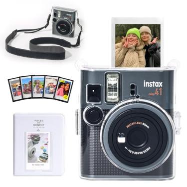 Imagem de CAIYOULE Capa transparente Mini 41 para Fujifilm Instax – Capa protetora compatível com câmera instantânea Fuji Instax Mini 41, capa rígida para câmera com armazenamento de fotos, álbum de fotos