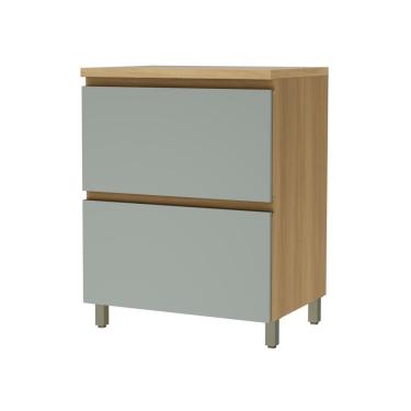 Imagem de Balcão 1 Porta Basculante 1 Gaveta 70cm 100% Mdf Rainha Nature/verde Nesher