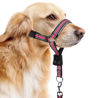 Imagem de BARKLESS Coleira de cabeça de cachorro de nylon macio para cães grandes e médios, cabeça com enchimento refletivo para treinamento, coleira ajustável para focinheira sem puxar, pular, coleira de nariz