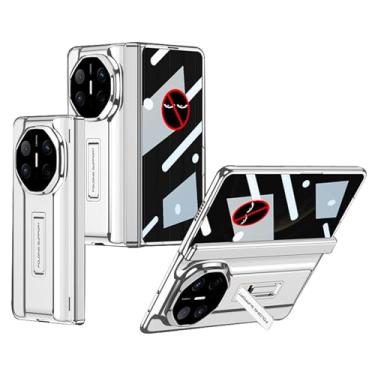 Imagem de POYUFRG Capa fina para Huawei Mate X6, capa de tela antiespiar galvanizada fosca com suporte, capa de proteção de lente de dobradiça com tudo incluído, branca, Mate X6