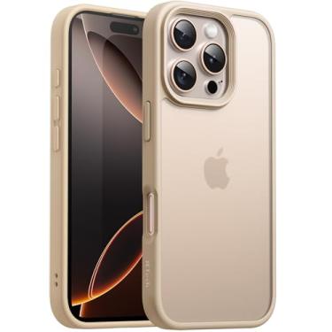 Imagem de JETech Capa Matte para iPhone 16 Pro 6,3 Polegadas, Case Proteção Contra Quedas de Nível Militar à Prova de Choque, Capinha Traseira Translúcida Fosca, Anti-Impressão Digital (Titânio-Deserto)