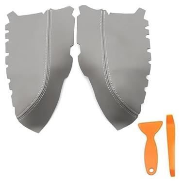 Imagem de NLQR 2 peças de couro para painéis da porta da frente capa de apoio de braço de substituição cinza apto para Honda Pilot SE EX LX Touring 2009 2010 2011 2012 2013 2014 2015