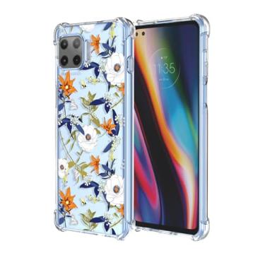 Imagem de OEURVQO Capa para Moto G 5G Plus Moto One 5G UW, estampa floral transparente, TPU macio, à prova de choque, antiarranhões, capa protetora para celular para Motorola One 5G (flores coloridas)