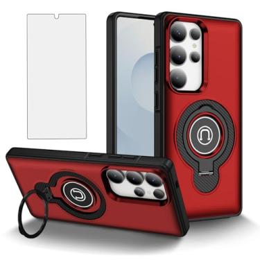 Imagem de Asuwish Capa de telefone para Samsung Galaxy S25 Ultra 5G com protetor de tela de vidro temperado Suporte magnético fino suporte híbrido capa de celular TPU resistente S25Ultra 25S S 25 25Ultra 6.9