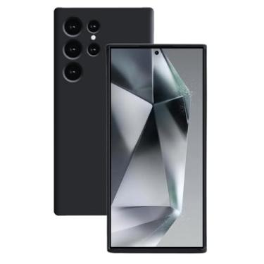 Imagem de Capa Capinha Case Premium Anti Impacto Aveludada Preta com Proteção de Câmera para Samsung Galaxy S24 Ultra