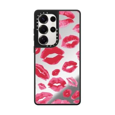Imagem de CASETiFY Capa magnética espelhada para Galaxy S25 Ultra [compatível com Magsafe] - Beijos de batom - prata em preto