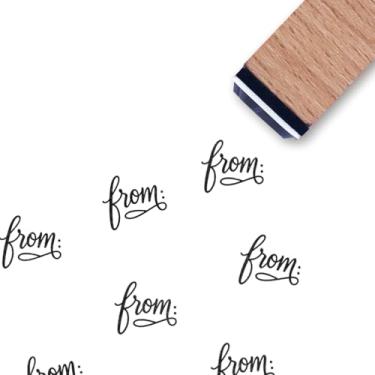 Imagem de Carimbo de borracha com script, mini carimbo pequeno de 9,5 cm para planejamento de cartões de scrapbook